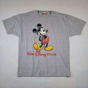 VTG Mickey Mouse Walt‎ Disney World T-Shirt Sz L Large Gray Graphic Made in USA